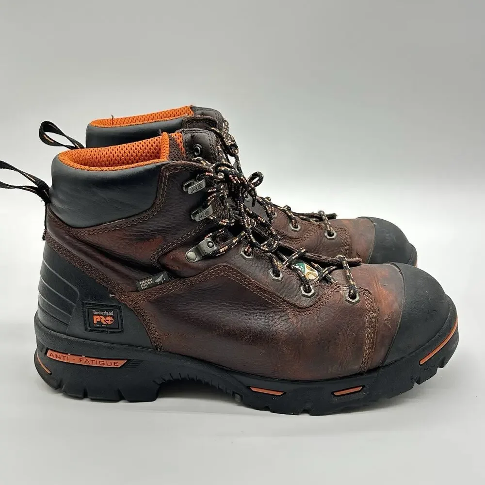 Timberland Pro Endurance 6” Steel Safety Toe Work Boots Brown Leather Mens 11.5